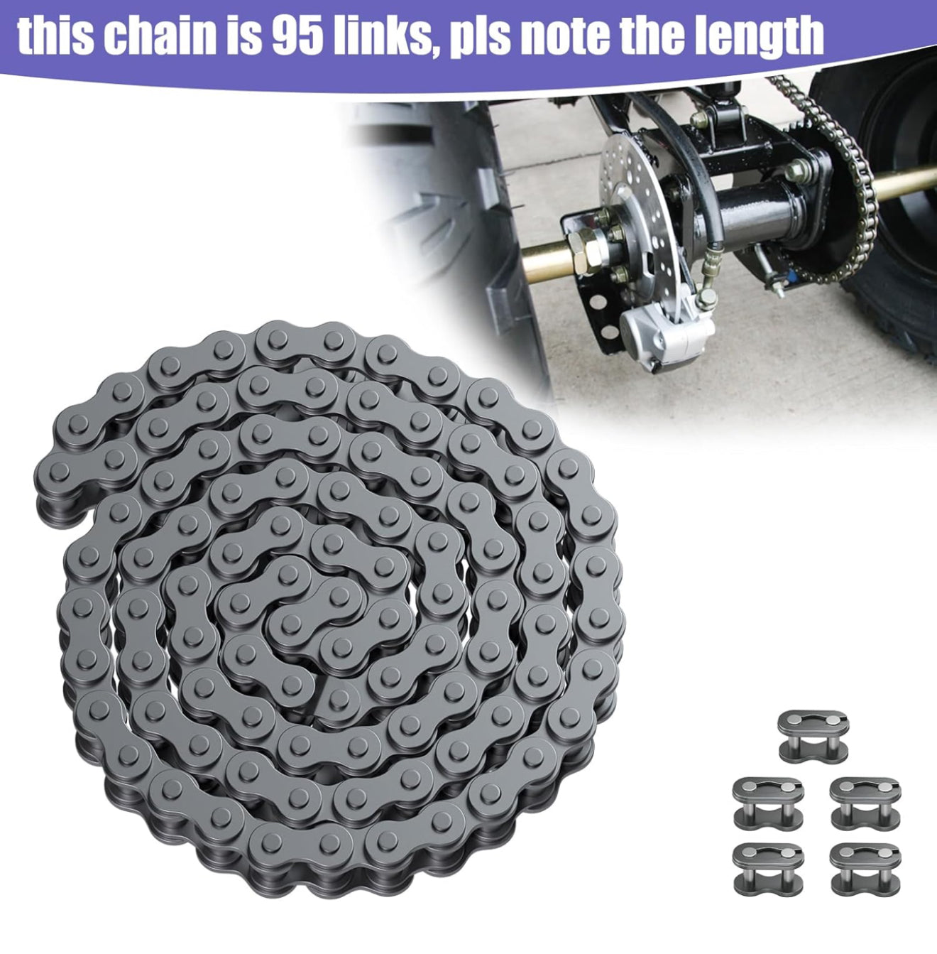 35 Roller Chain 3FT 95Links With Master Links