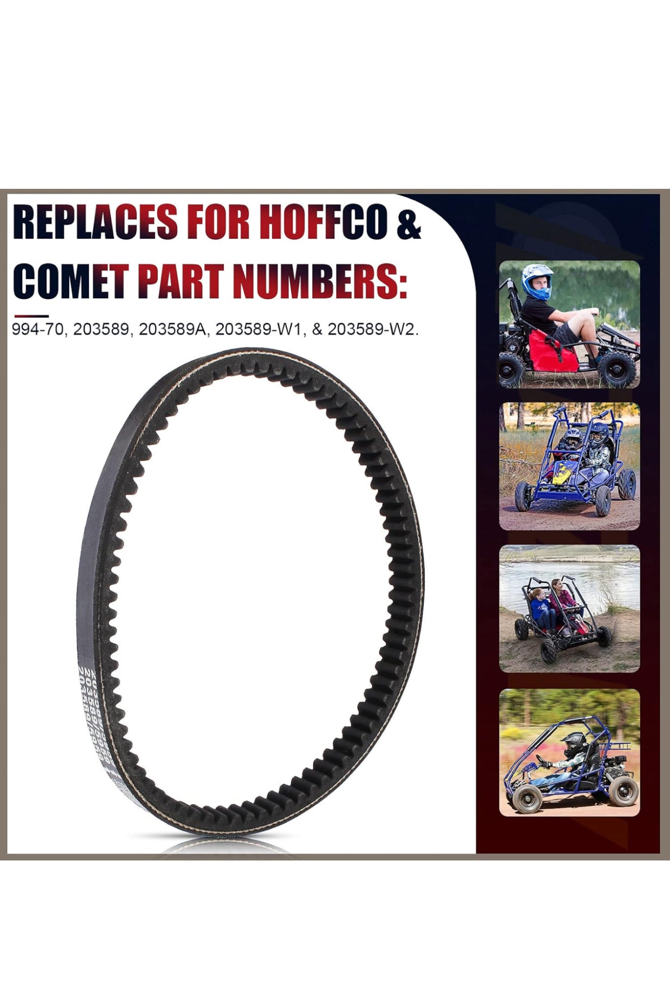 Drive Belt Coleman KT196 Go Kart 6.5HP Belt 196cc Engine