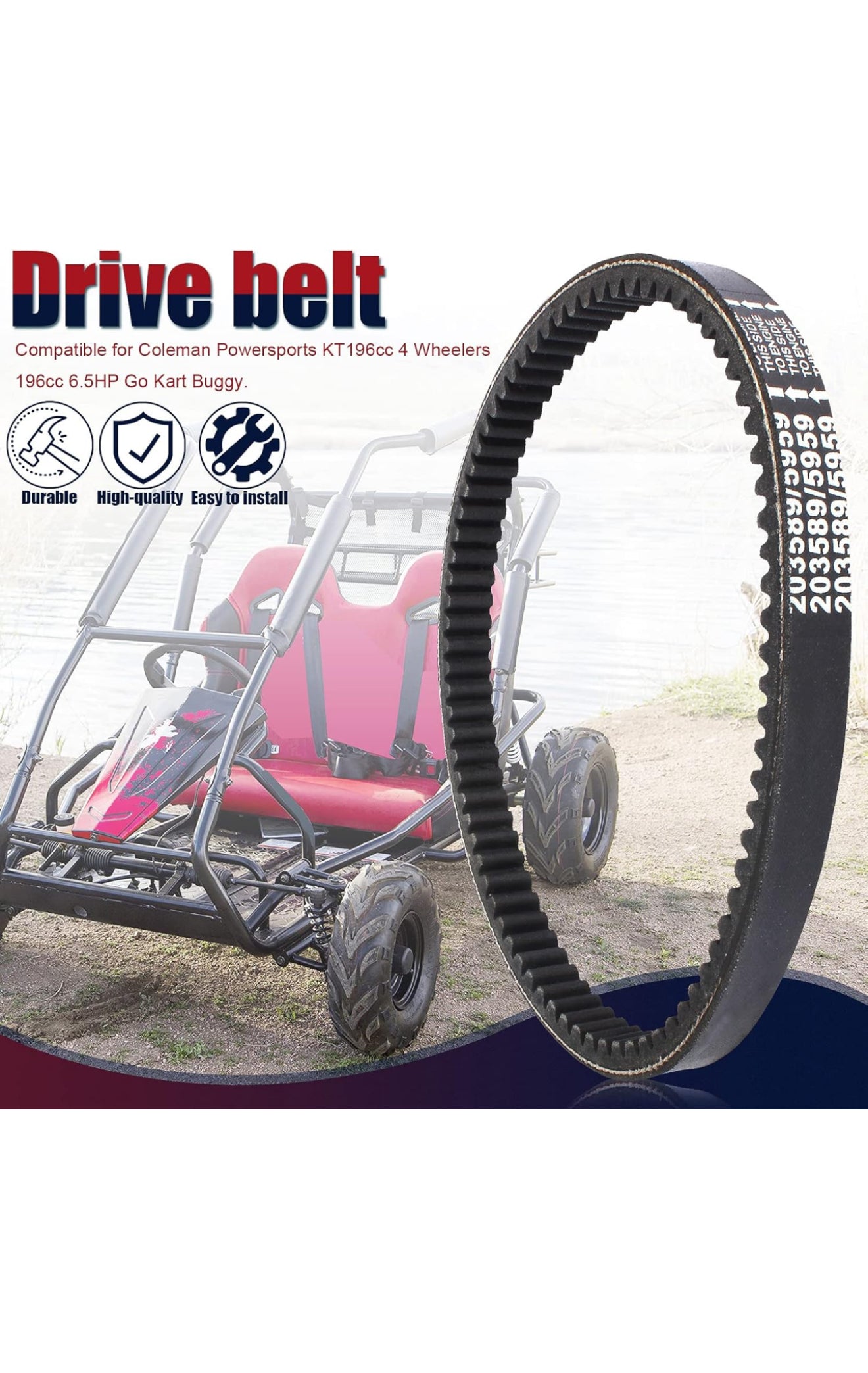 Drive Belt Coleman KT196 Go Kart 6.5HP Belt 196cc Engine